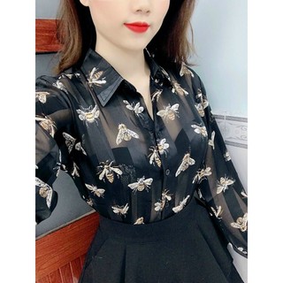 ÁO SƠ MI LỤA CON ONG TAY DÀI