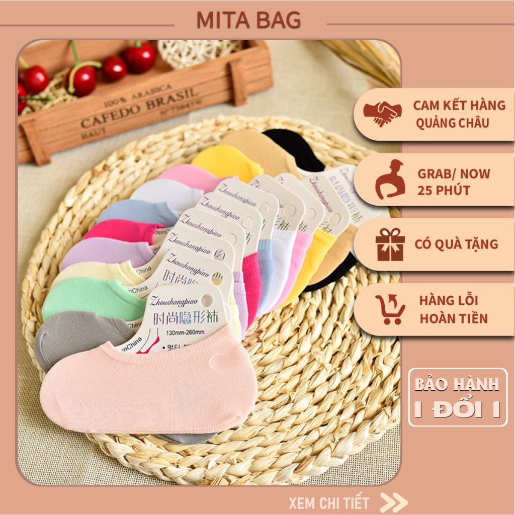 Tất lười nữ MITABAG, vớ nửa bàn chân chống trượt silicone, thoáng khí Hàn Quốc nhiều màu