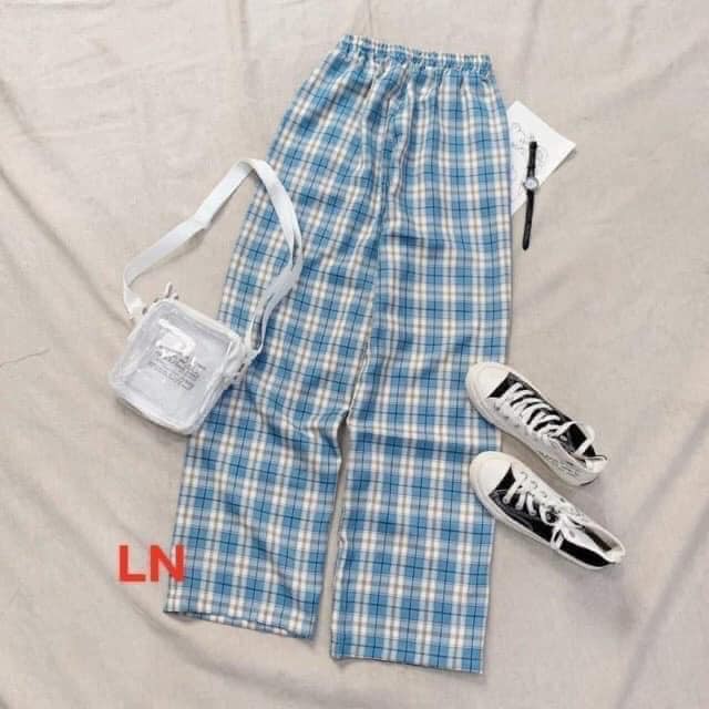 [FREESHIP 50K] Quần Kẻ Caro Lưng Cao Ống Rộng Nhiều Màu Cạp Chun(ảnh thật) | BigBuy360 - bigbuy360.vn