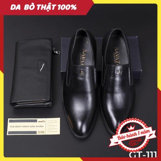 [FREESHIP - DA THẬT] -  GIÀY LƯỜI NAM DA BÒ CAO CẤP - GIÀY TÂY TĂNG CHIỀU CAO 5CM CHO DÂN CÔNG SỞ MÀU ĐEN - GT-111