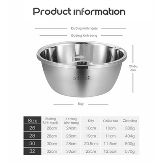 Bộ thau rổ Inox 304 - Onlycook
