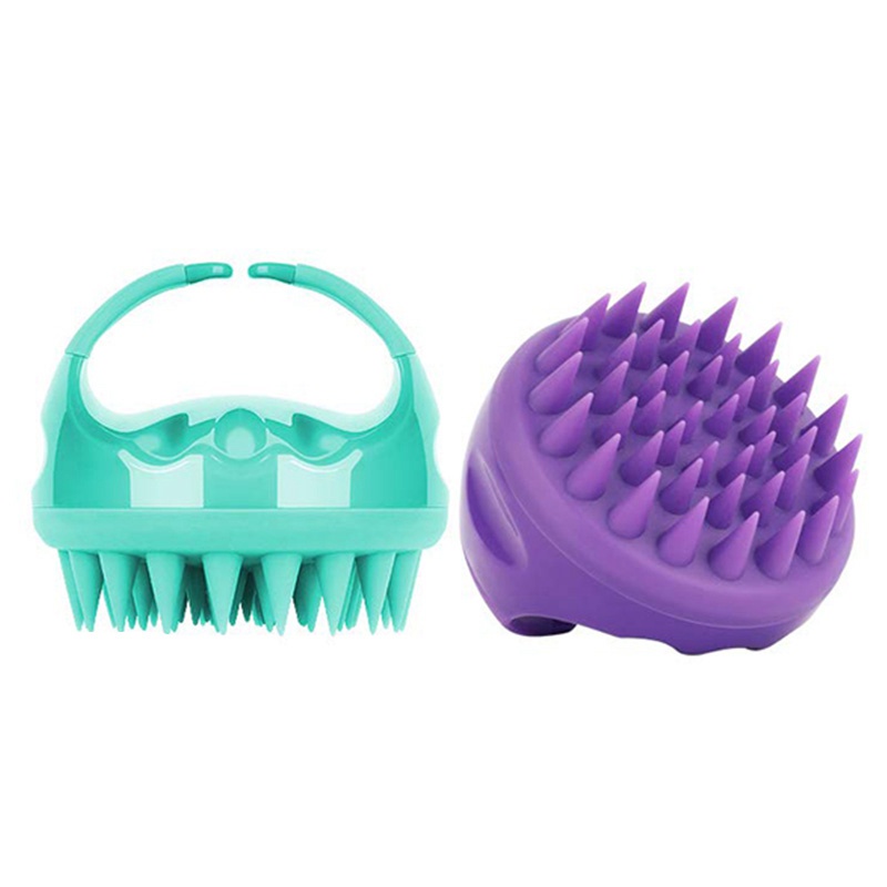 2 Shampoo Brushes, Hair Scalp Massager, with Soft Silicone Head Massager, Healthy Hair Growth, Wet and Dry,Purple&Blue