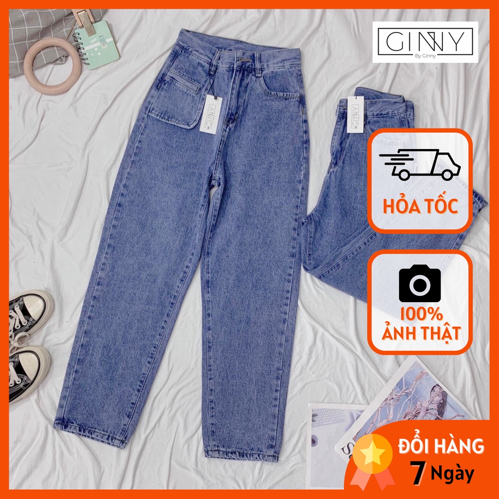 Quần Jean Baggy KHA-019 | Quần 9 Tấc Nữ | Jean Hack Dáng Basic | GinHouse Shop