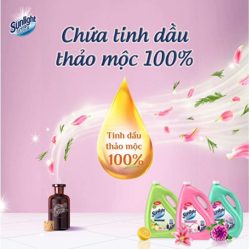 Can Nước Lau Sàn Sunlight Tinh Dầu Thiên Nhiên Hương Hoa Lily 3.8kg