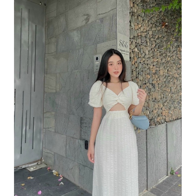 VÁY/ĐẦM XOẮN NGỰC HỞ EO TAY PHỒNG BO CHUN DÁNG DÀI SIÊU HOT