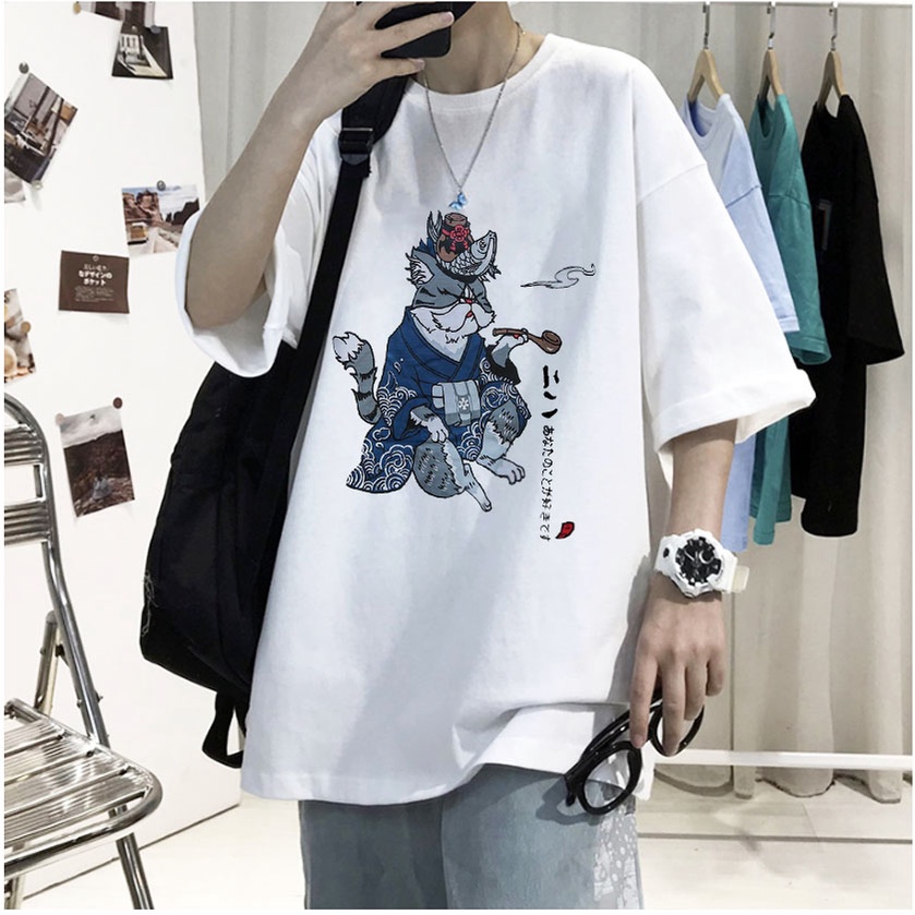 Áo thun tay lỡ nam nữ unisex MÈO HÚT TẨU dáng rộng form oversize ĐẸP Hết Nói, áo phông rộng mùa hè full size đến 85kg
