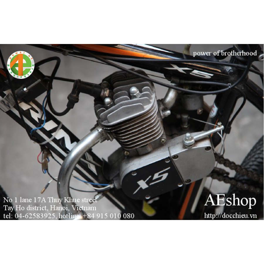 Động cơ gắn xe đạp chạy xăng, động cơ xăng 2 thì chế xe đạp 50cc