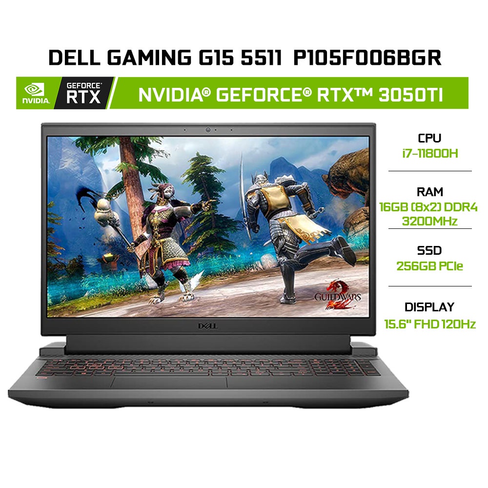 [ELGAME20 giảm 10%]Laptop Dell G15 5511 (P105F006BGR) i7-11800H |GeForce®RTX™3050Ti 4GB