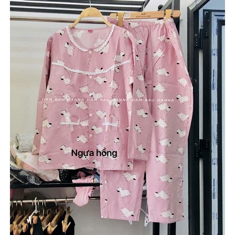 [SIZE 40-80KG] Đồ bộ bầu và cho bé ty có khóa cho bé ty vải cotton cao cấp thoáng mát có lưng thun điều chỉnh