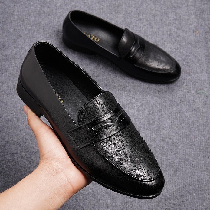 [Giá Xả Kho] Giày Penny Loafer Đen GL10 - Giày Lười Da Bò Công Sở Nam