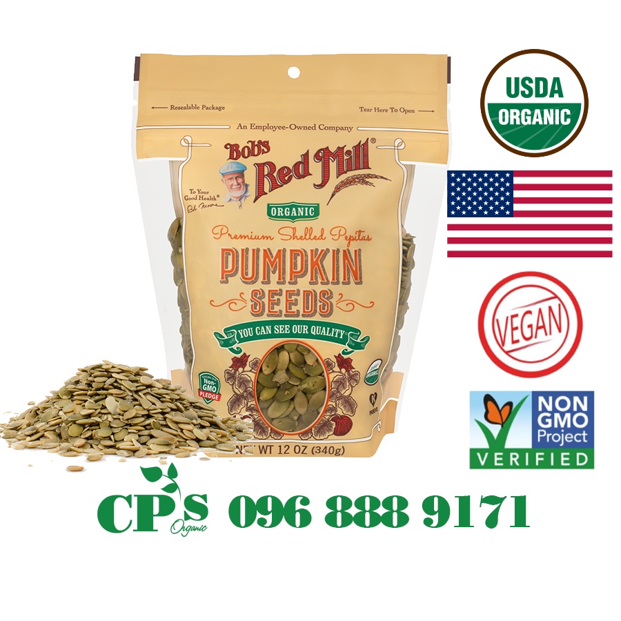 Hạt bí hữu cơ Bob's Red Mill (Organic Pumpkin Seeds) 340g