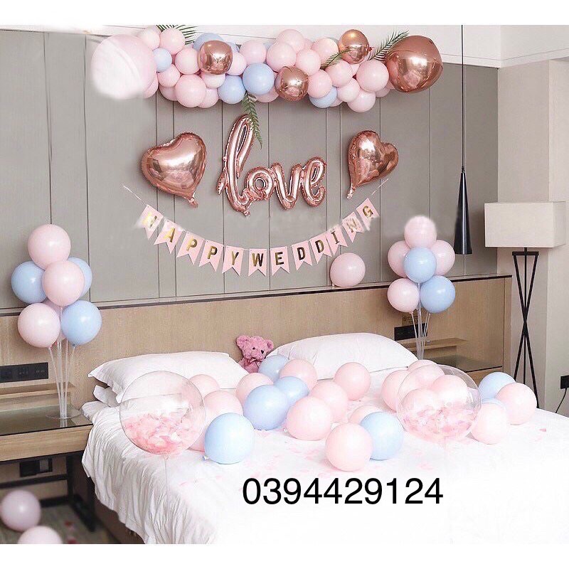 {TẶNG BƠM + KEO DÁN} Sét Bóng Trang Trí Phòng Cưới Tone Patel