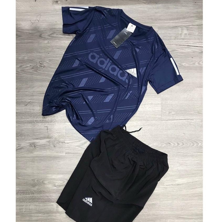 Bộ Hè Nam, Bộ Thể Thao Nam Adidas Cộc tay chất liệu thun lạnh mềm mịn