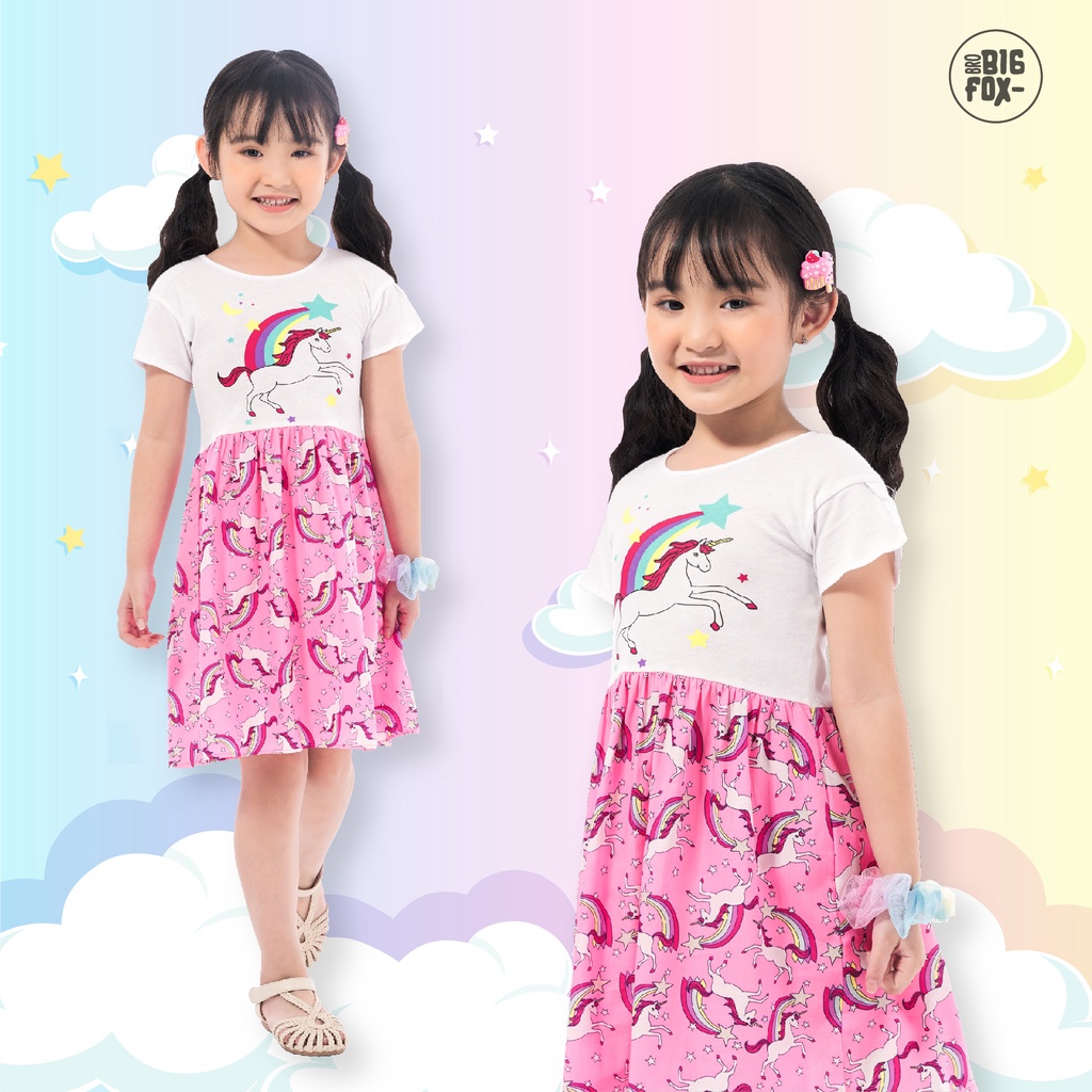 Đầm Hè Cho Bé Gái Miss Meow Tới Size Đại . Váy Cotton Thun Trẻ Em In Ngựa Tay Xếp 2-8