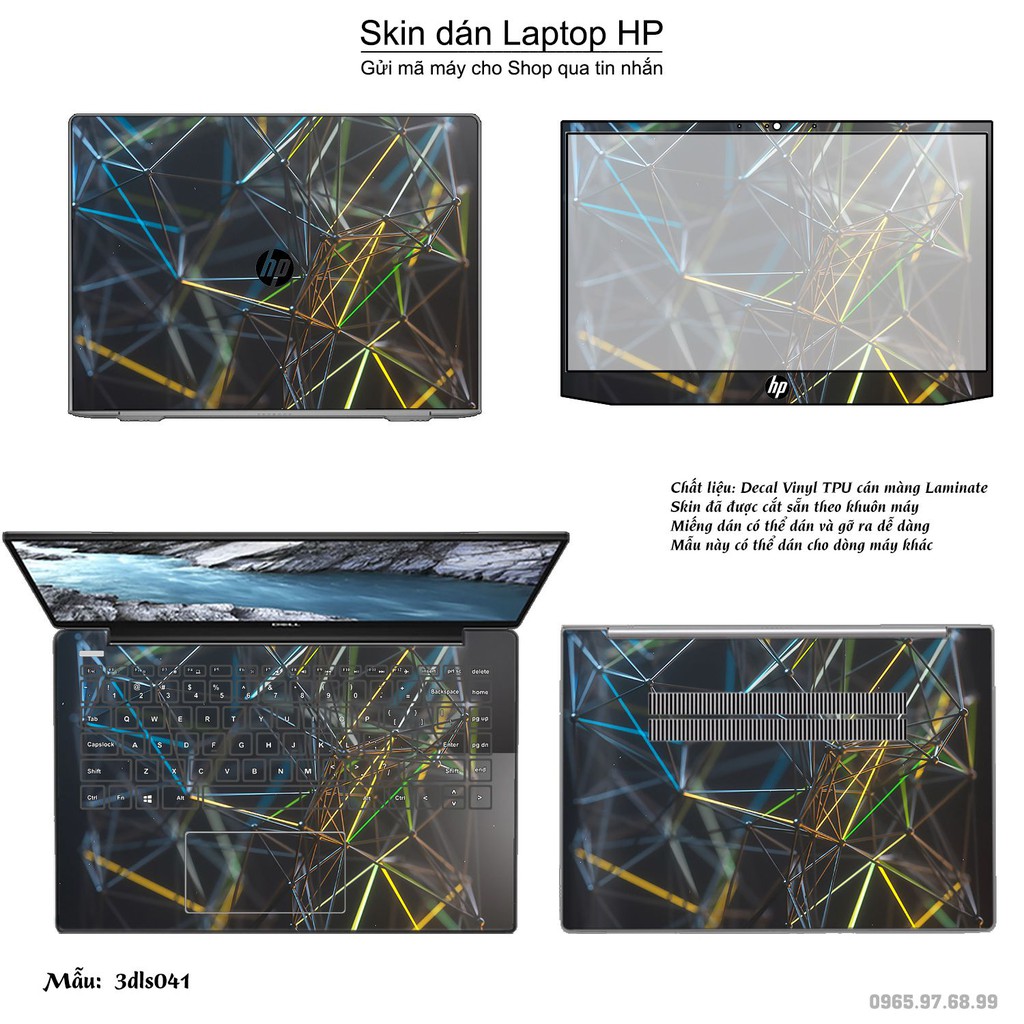Skin dán Laptop HP in hình 3D Green (inbox mã máy cho Shop)