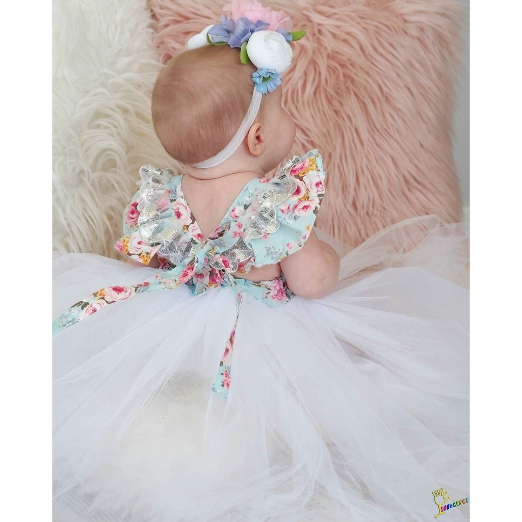 Đầm xòe công chúa phối họa tiết hoa xinh xắn dành cho bé gái kèm băng đô