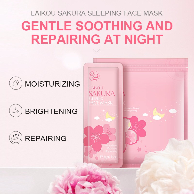 SET 15 Miếng Mặt Nạ Ngủ Hoa Anh Đào Sakura Sleeping Face Mask Chính Hãng