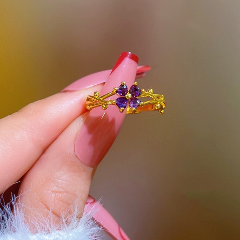 Nhẫn nữ titan không gỉ Vàng 18k đính đá pha lê trang sức kim cương cao cấp lấp lánh thiết kế dạng hở thời trang sang trọng