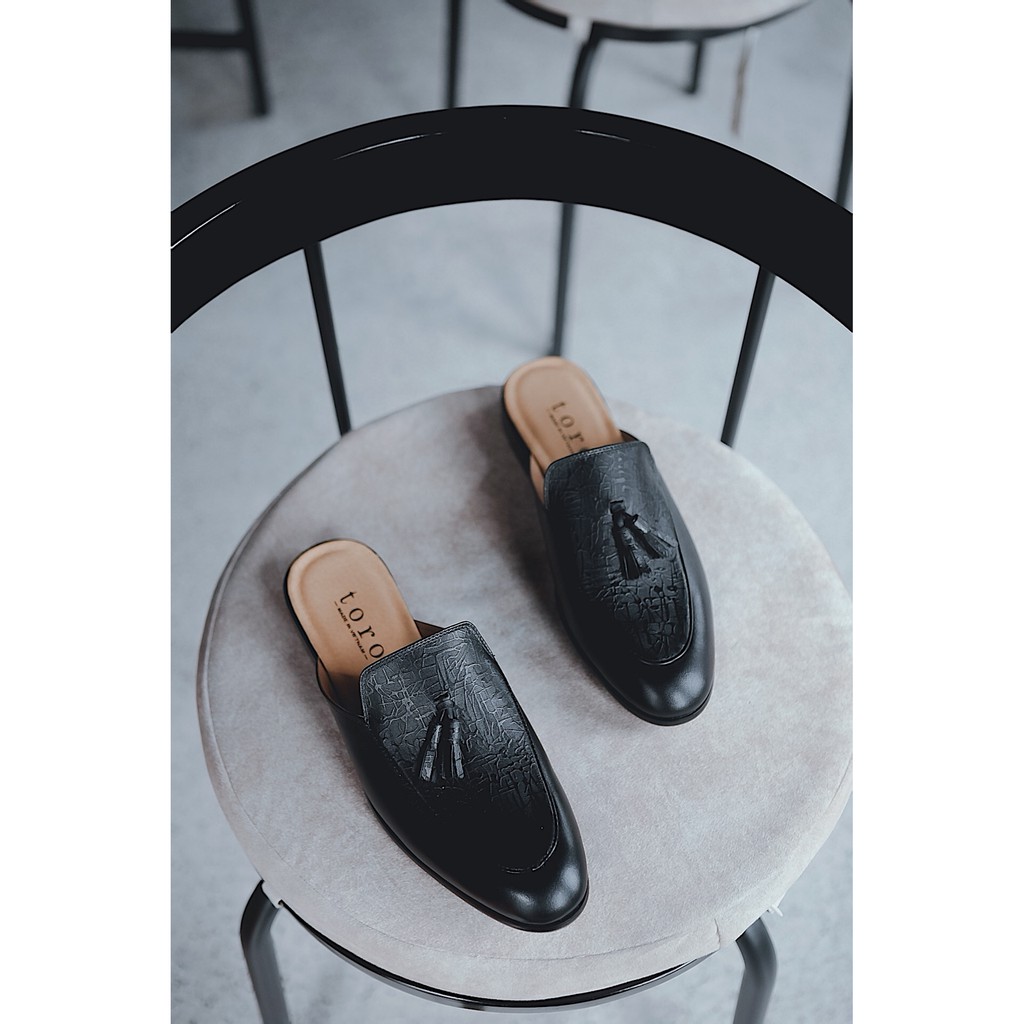 Giày Sục Nam Hở Gót Đai Chuông Da Bò Nguyên Tấm Toroshoes Mã M647