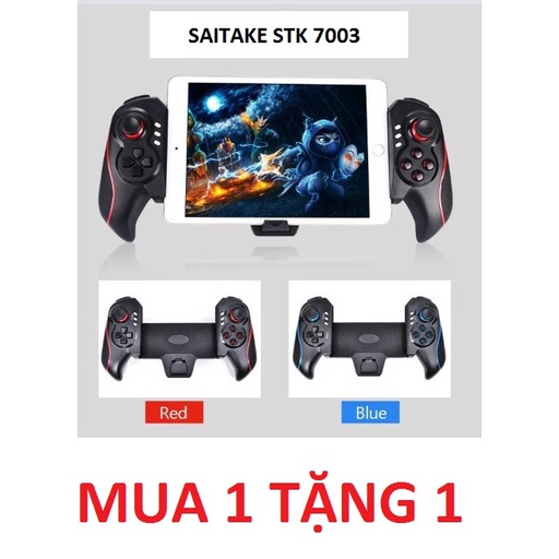 TAY CẦM CHƠI GAME , TAY BẤM GAMEPAD ĐIỆN THOẠI SAITAKE STK 7003 BLUETOOTH MÀU ĐỎ ĐEN