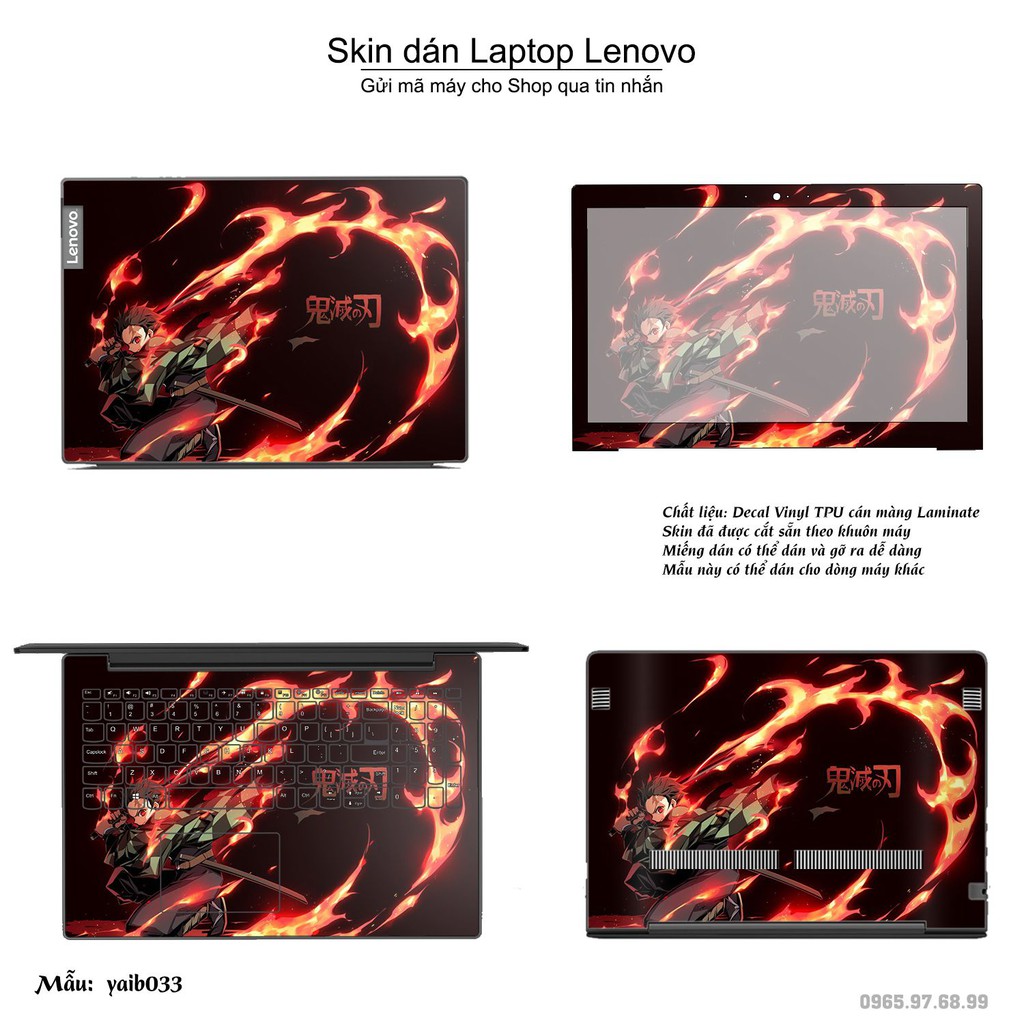 Skin dán Laptop Lenovo in hình Kimetsu No Yaiba _nhiều mẫu 2 (inbox mã máy cho Shop)