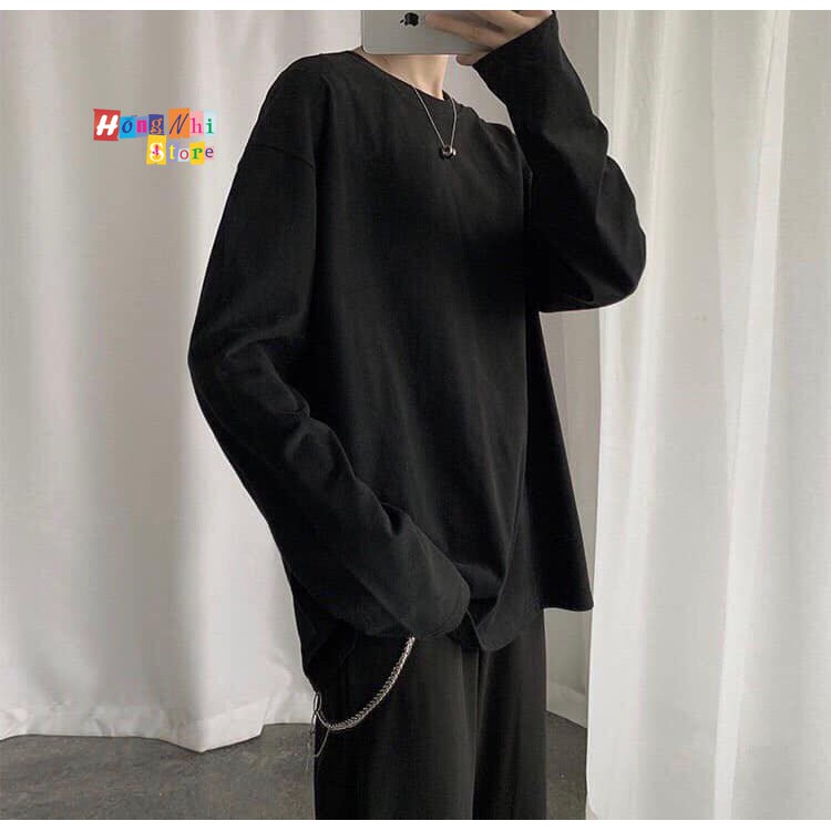 ÁO THUN TAY DÀI TRƠN DÁNG RỘNG MÀU ĐEN LONG TEE BLACK UNISEX - MM