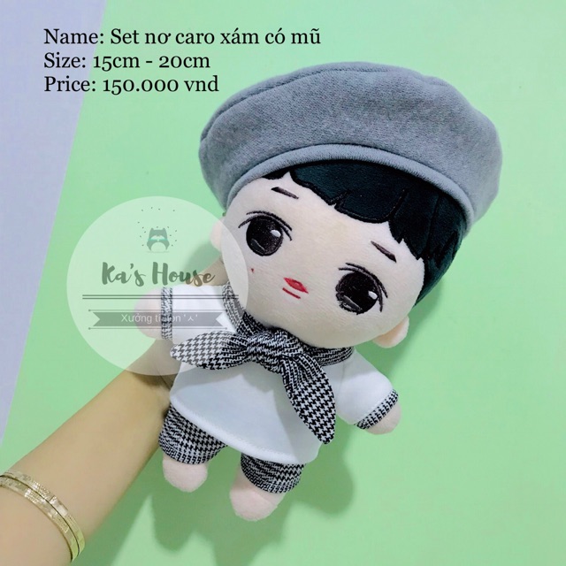 {15cm-20cm} CÓ SẴN- set nơ xám, outfit doll, outfit for doll