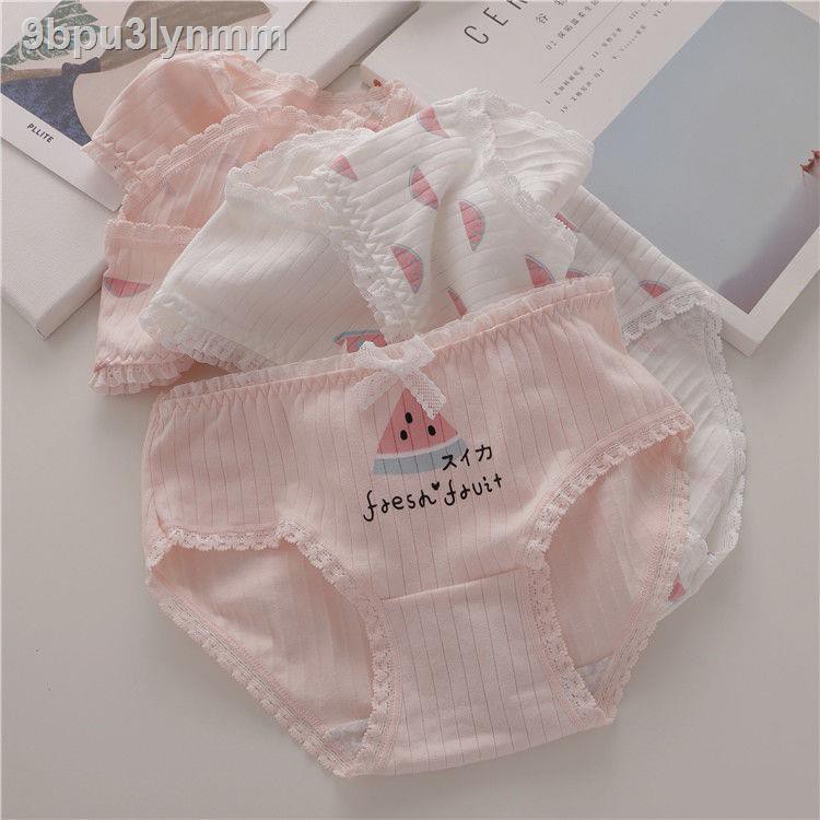 5 đồ lót cotton dưa hấu nhỏ giữa eo của phụ nữ Nhật Bản dễ thương in ren bằng vải cô gái túi đeo hông quần sịp thoá