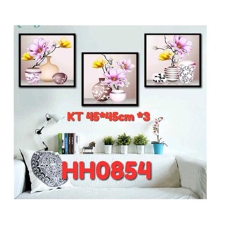 Tranh thêu hoa lan ghép 45x45cm bộ ba bức