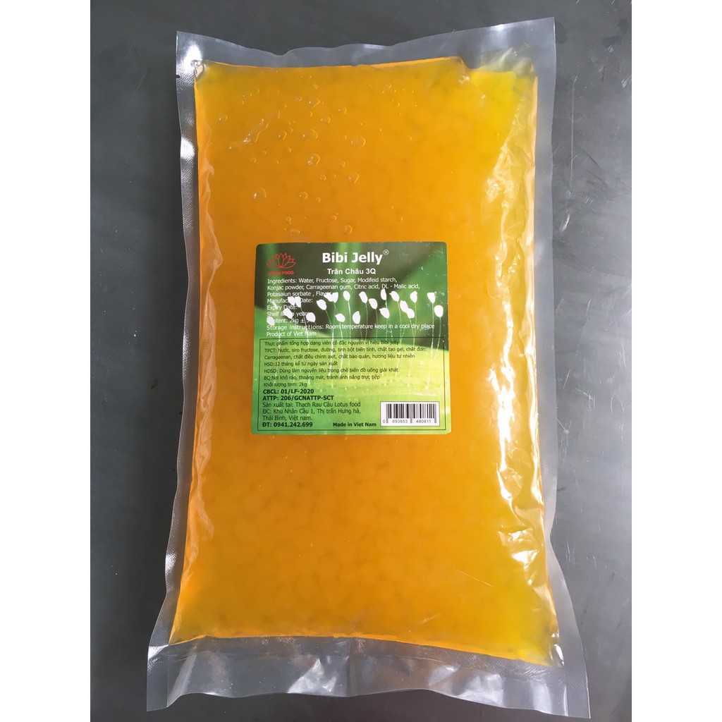 Trân châu 3Q Jelly giòn (2kg) trắng ngọc trai, caramel hàng đài loan ngon bằng eurodeli wings đường đen giá rẻ