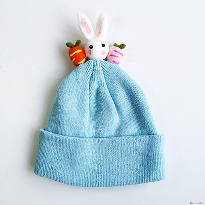 Mũ Beanie Dệt Kim Mềm Màu Trơn Giữ Ấm Mùa Đông In Họa Tiết Hoạt Hình Cho Bé Trai / Gái