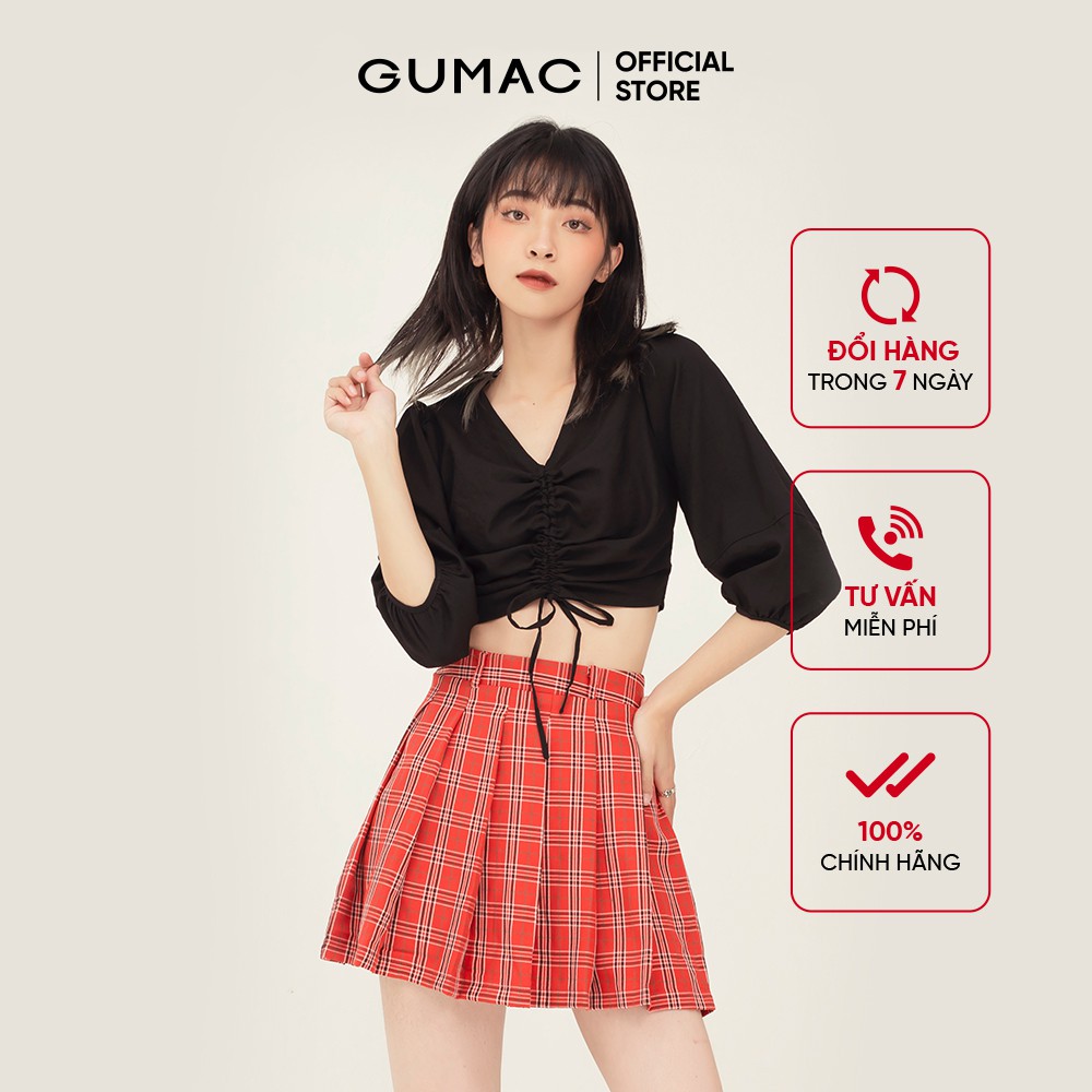 [Mã WABRGU100 giảm 15% đơn 249K tối đa 100k] Áo kiểu nữ nhún ngực tay phồng GUMAC phong cách sexy, unisex AB384