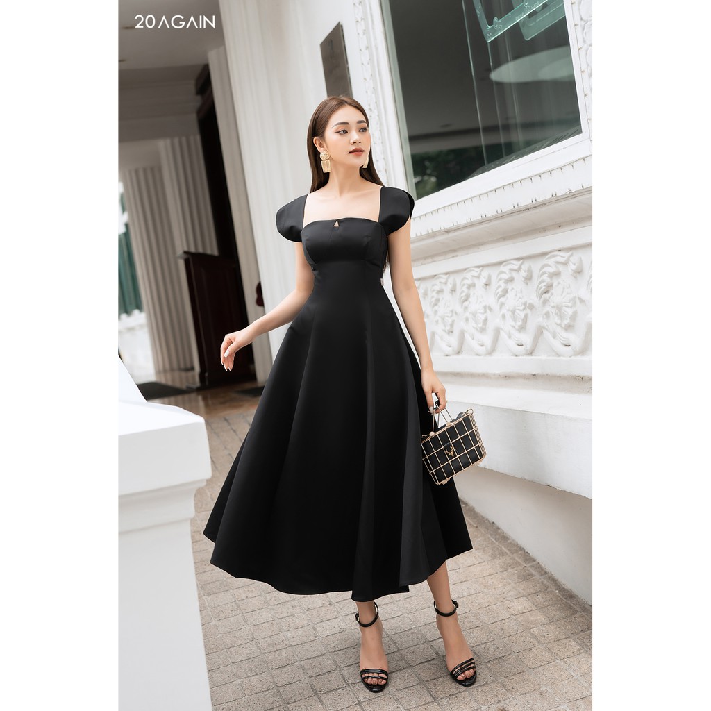 Đầm xòe cổ vuông tay chờm 20AGAIN DEC0064 | BigBuy360 - bigbuy360.vn