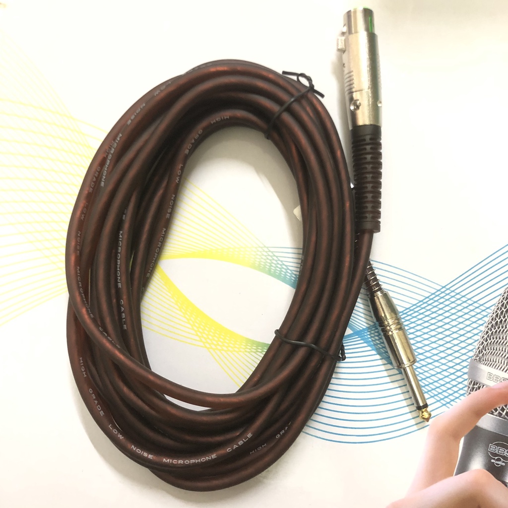 Dây micro đầu Jack canon cái ra 6.5 ly đồng nguyên chất dài 6m đầu nối kim loại cao cấp