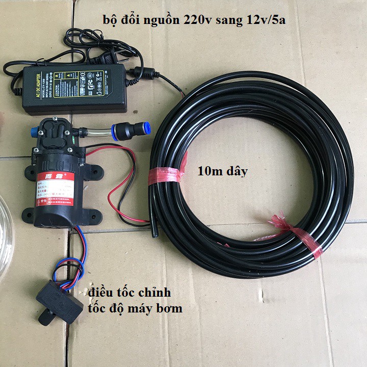 máy phun sương tưới lan 10 béc kèm nguồn adapter 12v - 5a