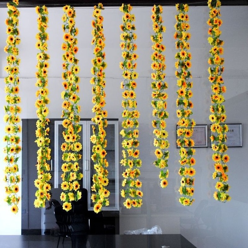 Dây Hoa Hướng Dương Giả 2.4m Trang Trí Nội Thất