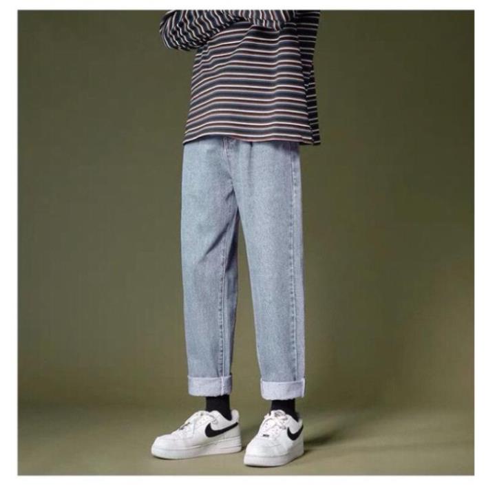 Quần jean bò baggy nam nữ ống suông rộng Unisex hàng Quảng Châu phong cách Hàn Quốc sành điệu style năm 2021 | BigBuy360 - bigbuy360.vn