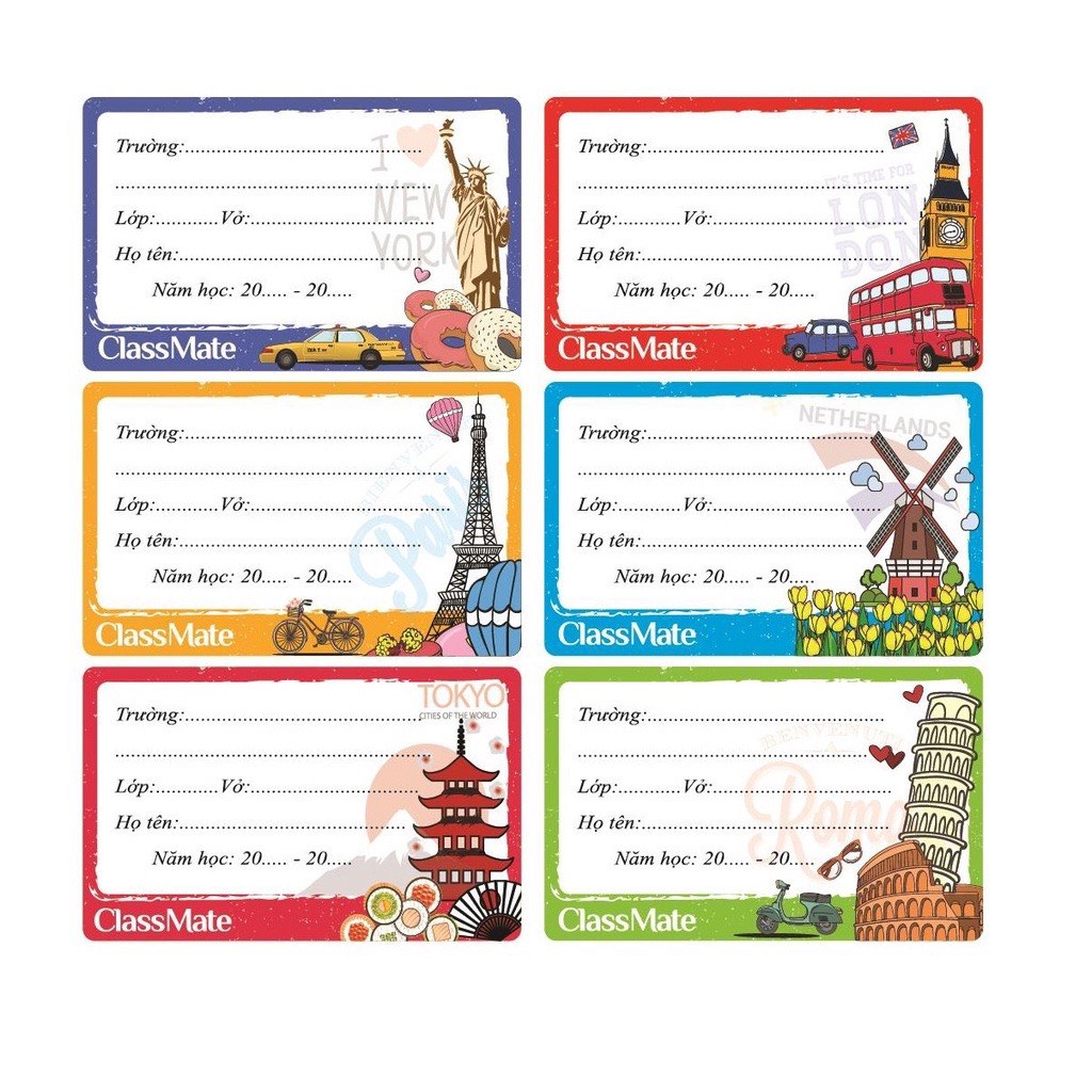 Set 10 Nhãn Vở Có Keo Dán Sẵn