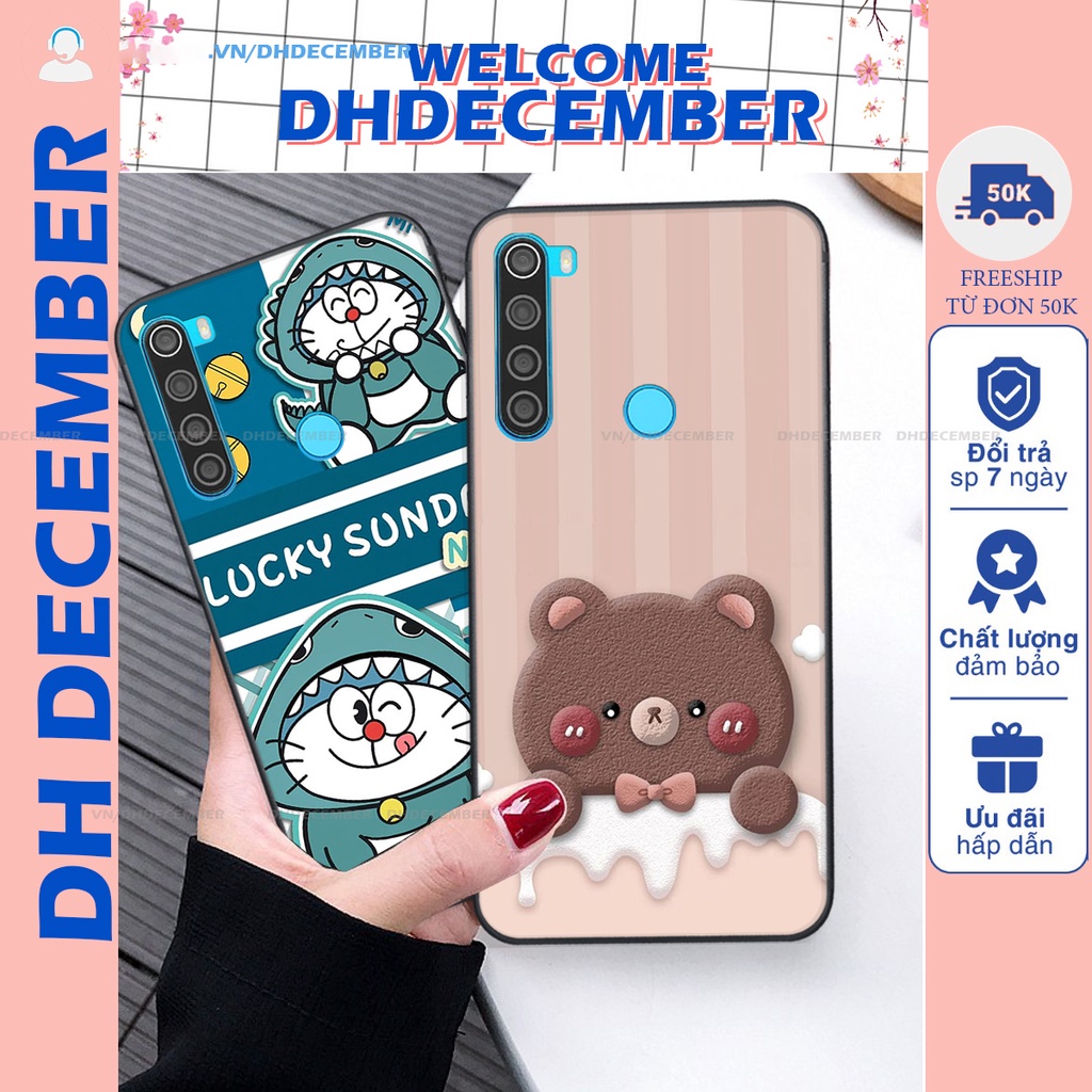 Ốp lưng Xiaomi REDMI NOTE 8 in hình gấu K@ws, gấu nâu, dor@emon RẺ- ĐẸP- BỀN