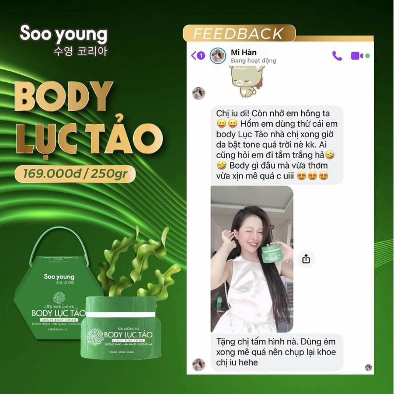 Body lục tảo diệp lục Soo Young chính hãng Nhật Bản 250gr