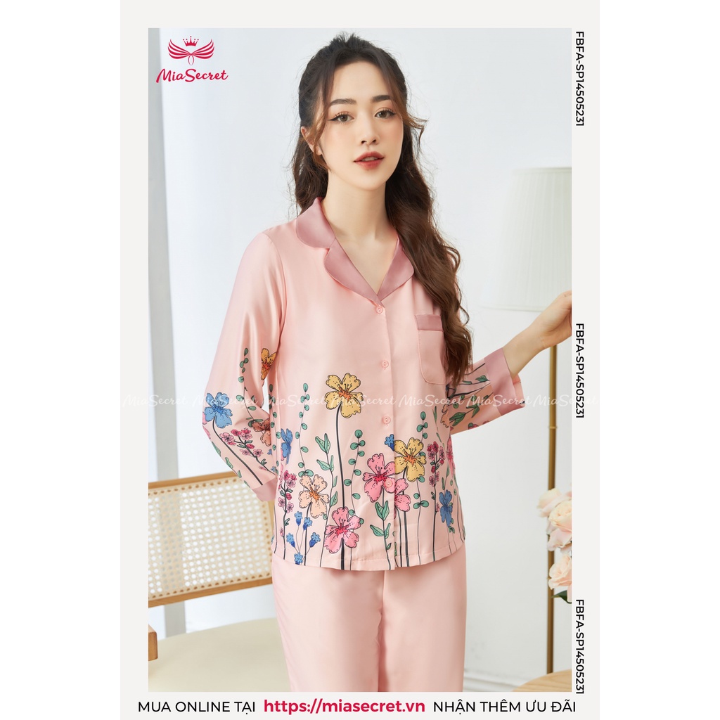 Bộ Đồ Ngủ Pijama Mia Secret Lụa Thái Cao Cấp - Họa Tiết Hoa Dây Ngũ Sắc Dài Tay - SP14505231