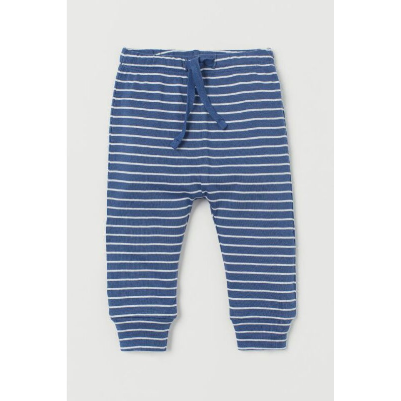 Quần thun cotton kẻ xanh  săn sale HM UK sz 3-4y