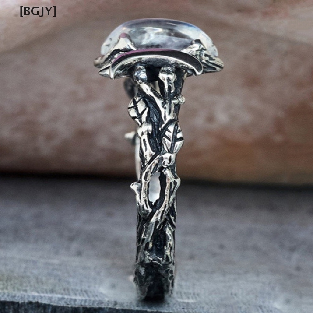 [BGJY] Vintage Bohemian Triple Moon Phase Ring  Moonstone Moon Ring Hot Sell