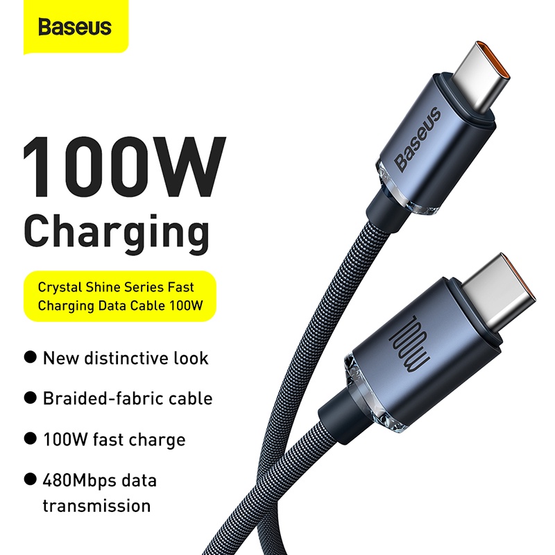 Cáp Sạc Nhanh 100W  Type C Sang Type C Cho Macbook iPad,  Xiaomi Samsung Huawei., Chính hãng Baseus