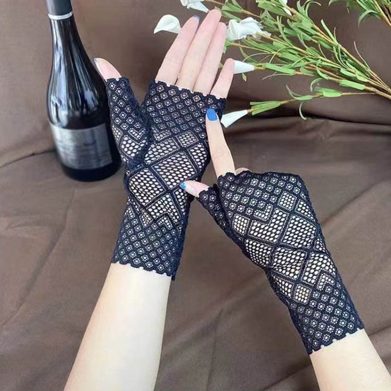 Găng Tay Lưới Ngắn Hóa Trang Cho Nữ