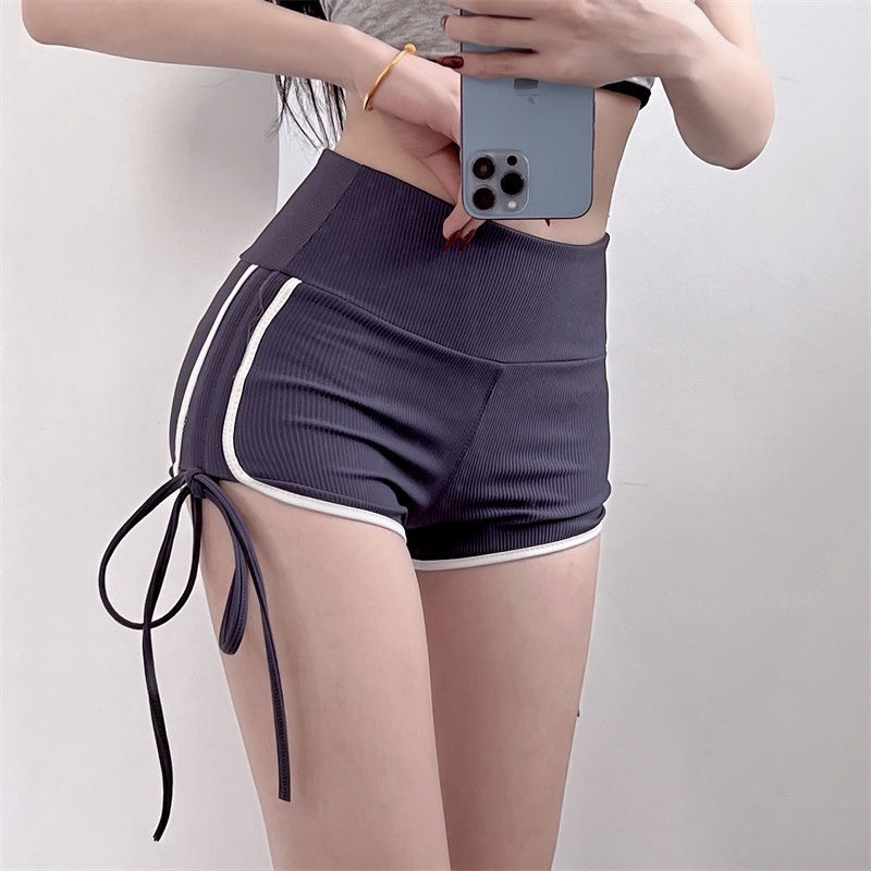 Quần Short Thể Thao Lưng Cao Thiết Kế Dây Rút Thời Trang Mùa Hè Quyến Rũ Cho Nữ