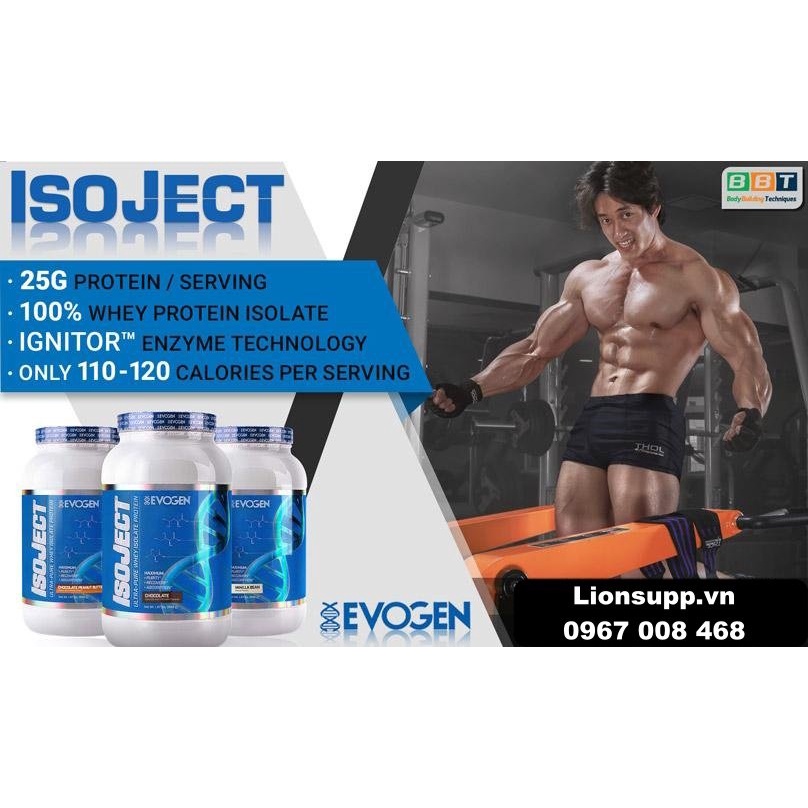 ISOJECT Hũ 1kg 28SV - Whey Protein Isolate Cao Cấp Nhất Evogen USA HÀNG CHÍNH HÃNG BBT