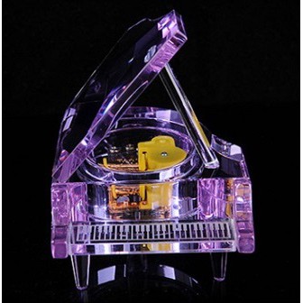 Hộp nhạc bằng pha lê mô hình đàn piano màu tím