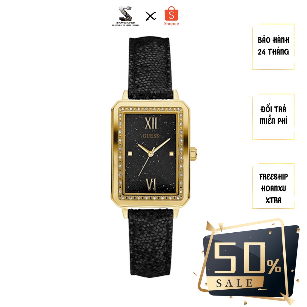 Đồng hồ nữ Guess mặt vuông Dây da Authentic