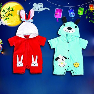Combo 2 bộ đồ hình thú ngắn tay cho bé yêu